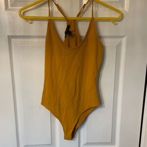 Women,s Small Forever 21 Mustard One-Piece Bodysuit